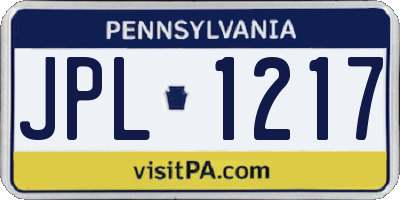 PA license plate JPL1217