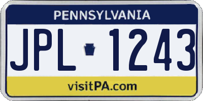 PA license plate JPL1243