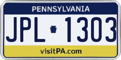 PA license plate JPL1303
