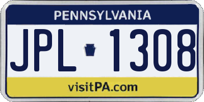 PA license plate JPL1308