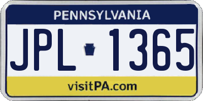 PA license plate JPL1365