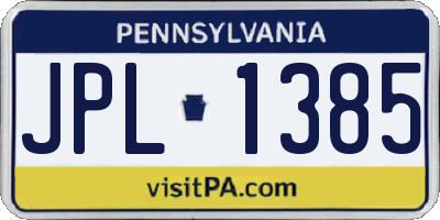 PA license plate JPL1385