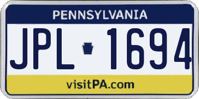 PA license plate JPL1694