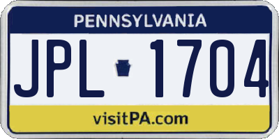 PA license plate JPL1704