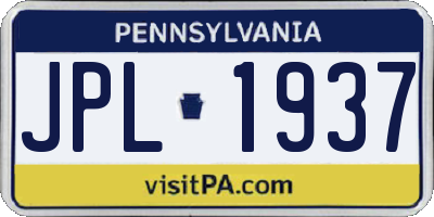 PA license plate JPL1937