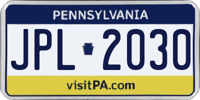 PA license plate JPL2030