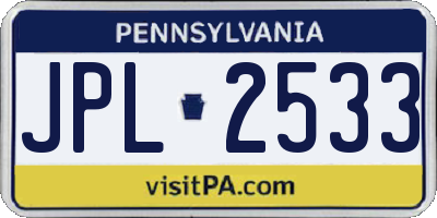 PA license plate JPL2533