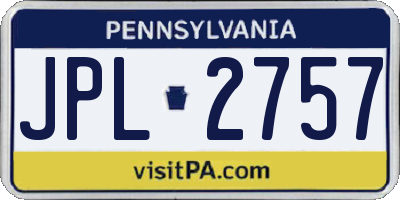 PA license plate JPL2757