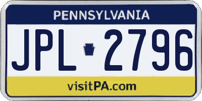PA license plate JPL2796