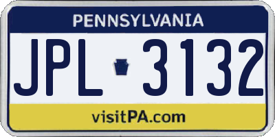 PA license plate JPL3132