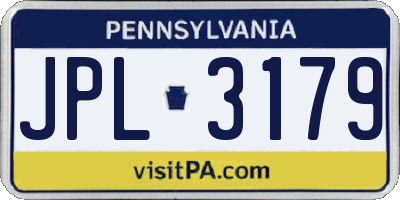 PA license plate JPL3179