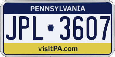 PA license plate JPL3607