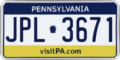 PA license plate JPL3671