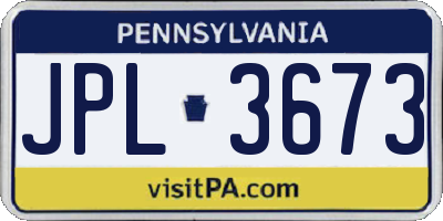 PA license plate JPL3673