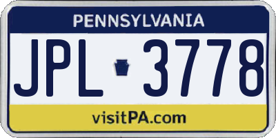 PA license plate JPL3778