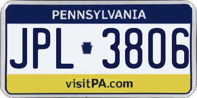 PA license plate JPL3806