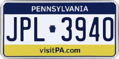 PA license plate JPL3940