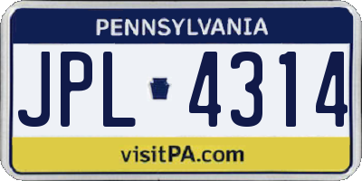 PA license plate JPL4314