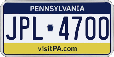 PA license plate JPL4700