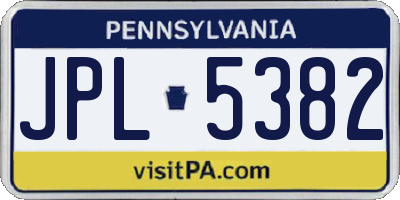 PA license plate JPL5382