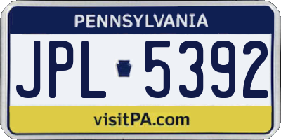 PA license plate JPL5392