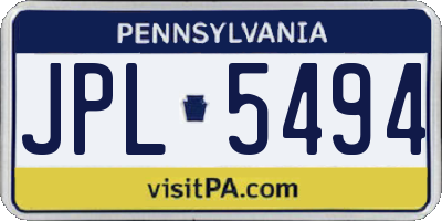 PA license plate JPL5494