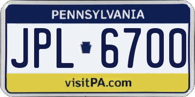 PA license plate JPL6700