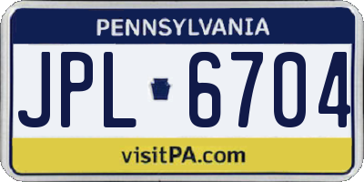 PA license plate JPL6704