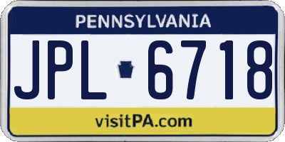 PA license plate JPL6718