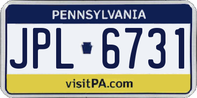 PA license plate JPL6731