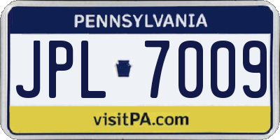PA license plate JPL7009
