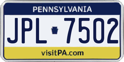 PA license plate JPL7502