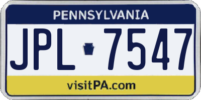 PA license plate JPL7547