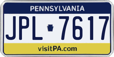 PA license plate JPL7617