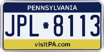 PA license plate JPL8113