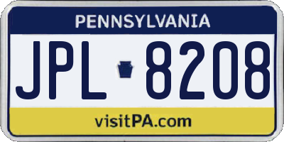 PA license plate JPL8208