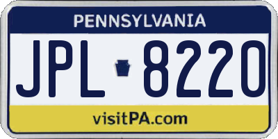 PA license plate JPL8220