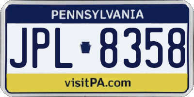 PA license plate JPL8358