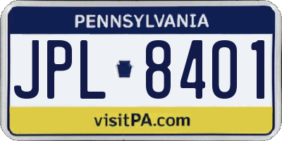 PA license plate JPL8401