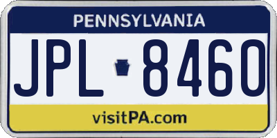 PA license plate JPL8460