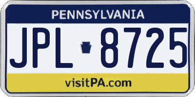 PA license plate JPL8725