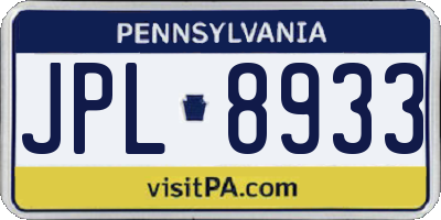 PA license plate JPL8933