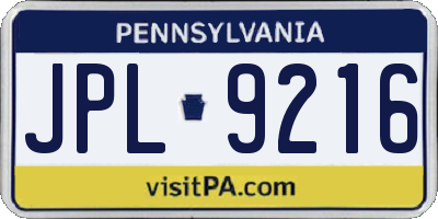 PA license plate JPL9216