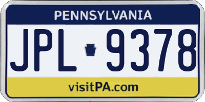 PA license plate JPL9378