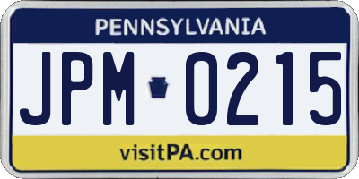 PA license plate JPM0215