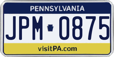 PA license plate JPM0875