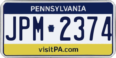 PA license plate JPM2374