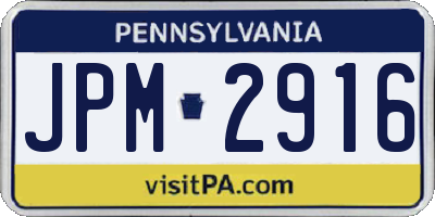 PA license plate JPM2916