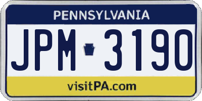 PA license plate JPM3190