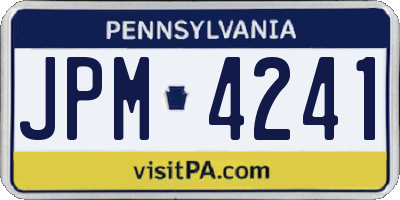 PA license plate JPM4241